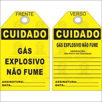 Gás explosivo, não fume.